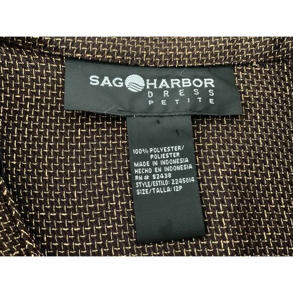 Sag Harbor Petite Brown Gold Embroidered Zip Up Jacket Size 12P Woven Texture - Picture 3 of 12